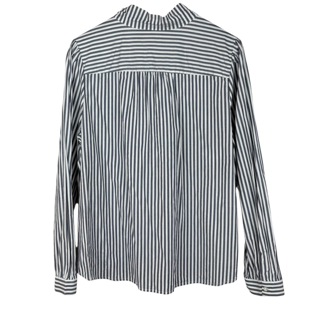 J.Crew Factory Blue & White Striped Bow Tie-Neck Button Down Blouse Sz 2X Preppy - Picture 6 of 11